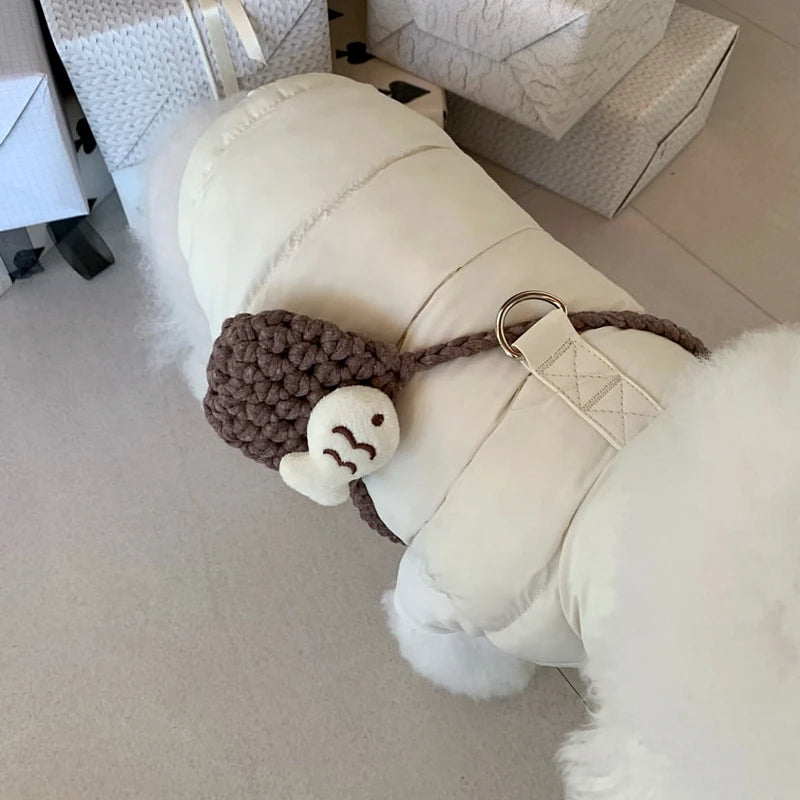 Attractable Pet Cotton Clothes Dog Winter Clothes Bichon Warm Down Coat Pomeranian Solid Colour Clothes Puppy Thickened Coat
