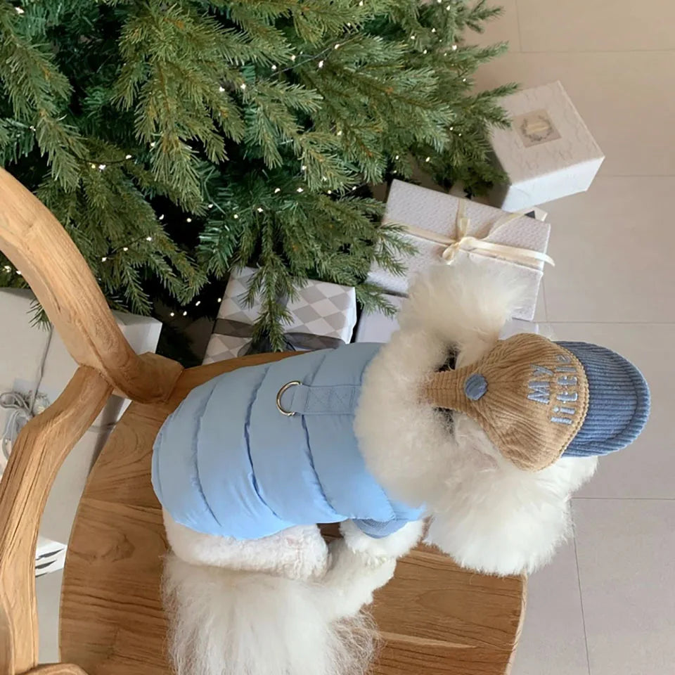 Attractable Pet Cotton Clothes Dog Winter Clothes Bichon Warm Down Coat Pomeranian Solid Colour Clothes Puppy Thickened Coat