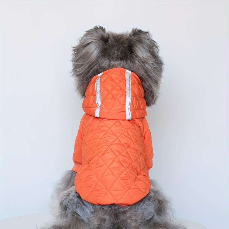 Pet Dog Winter Jacket, Thickened Dog Clothes, Reflective Strip Safety Design, with Hat and Safety Leash Ring, Winter/Autumn Jacket for Small and Toy Dogs, Suitable for Pet Clothes for Yorkshire Terrier, Maltese, Pomeranian, P