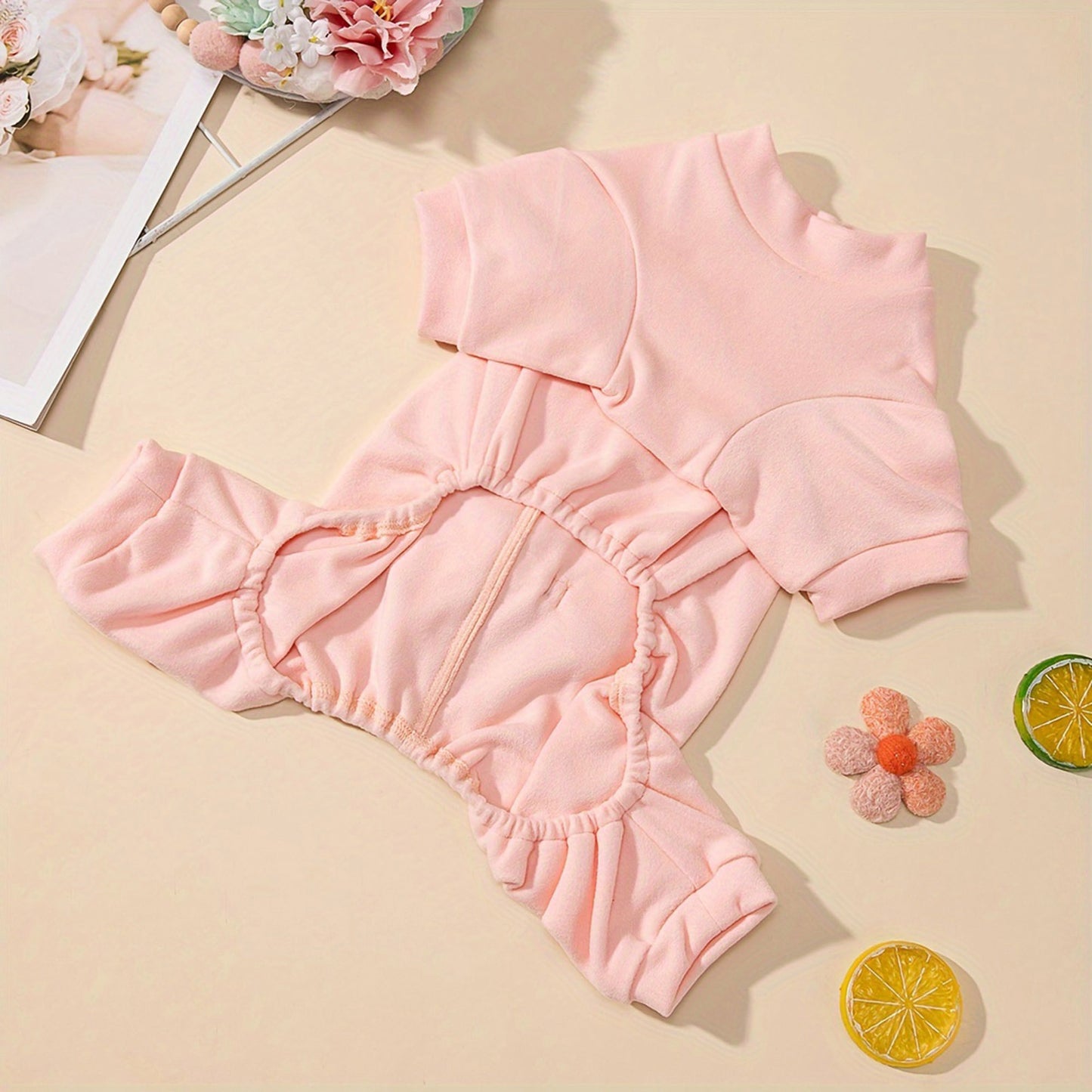 Cute Dog Pajamas Bodysuits with 3D Bow Ruffled Four-Legged Warm Pet Clothes for Small and Medium Dog