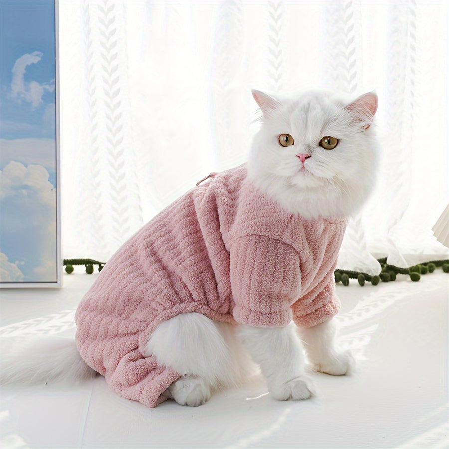 4-Legged Ultra-Warm Fleece Hooded Winter Coat for Small Breed Cats and Dogs, Pet Clothes for Ultra-Small to Small Sizes