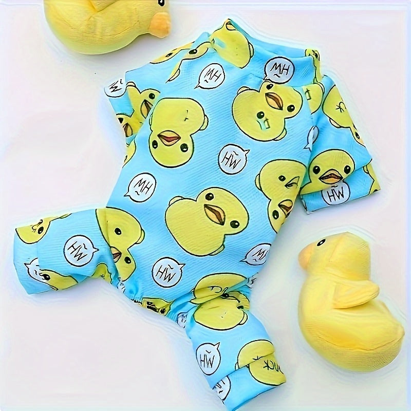 [Cozy Pajama for Cats Dogs] 1pc Duck Print Dog Pajama for Cats And Dogs - Cozy Pet Clothes for A Good Night's Sleep