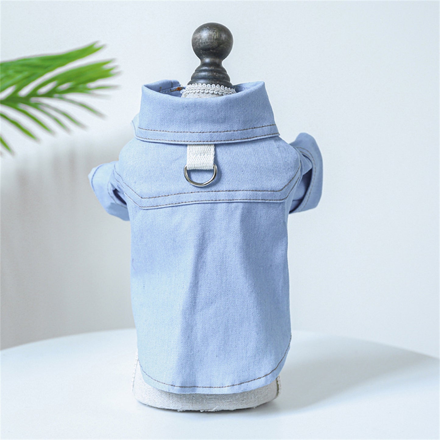 Dog Denim Shirt Solid Color Puppy Shirts with D-Ring Trendy Pet Clothes for Small Dogs Cats