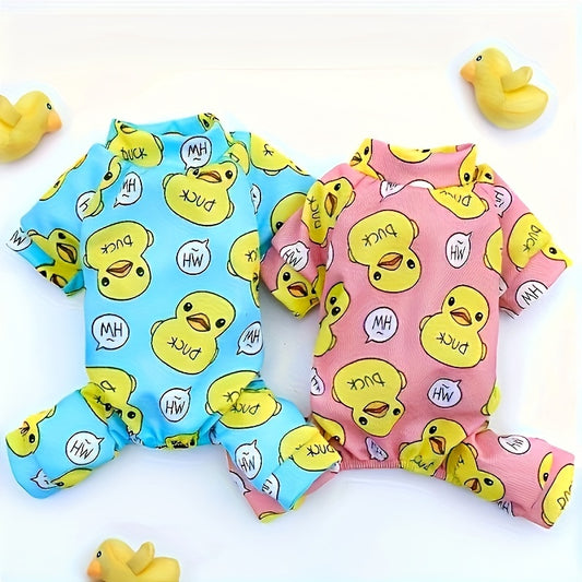 [Cozy Pajama for Cats Dogs] 1pc Duck Print Dog Pajama for Cats And Dogs - Cozy Pet Clothes for A Good Night's Sleep