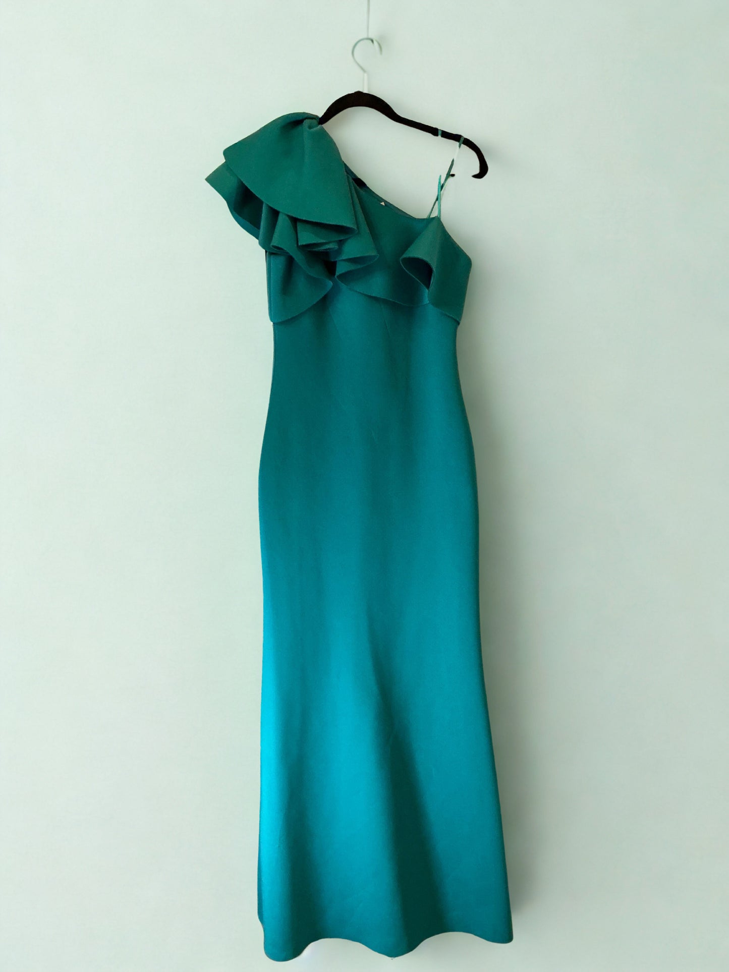 Eliza J Turquoise One-Shoulder Ruffle Gown – Size 6 NWT