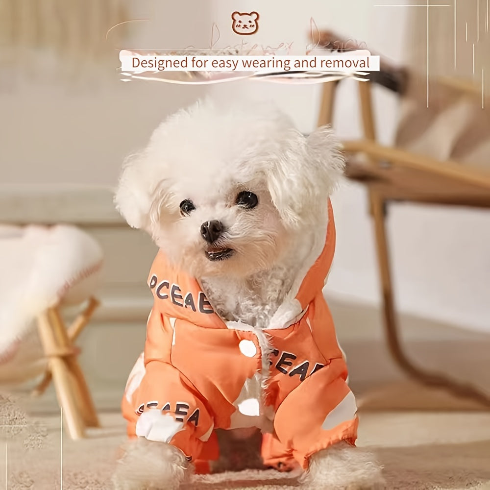Thickened Waterproof Polar Bear Dog Coat, Knitted Teddy Winter Pet Clothes, Easy Wear and Remove for Small to Large Breeds