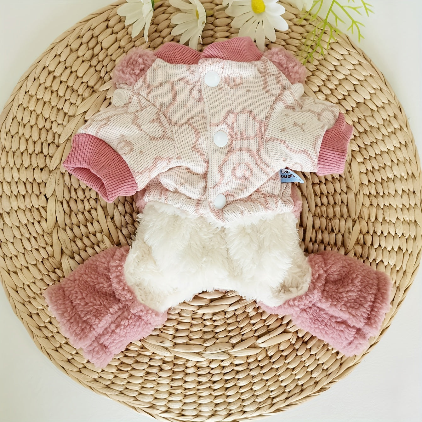 Adorable Plush Dog Onesie - Soft, Cuddly, and Warm Jumpsuit with Bear Pocket for Autumn and Winter - Perfect Pet Clothes for Dogs