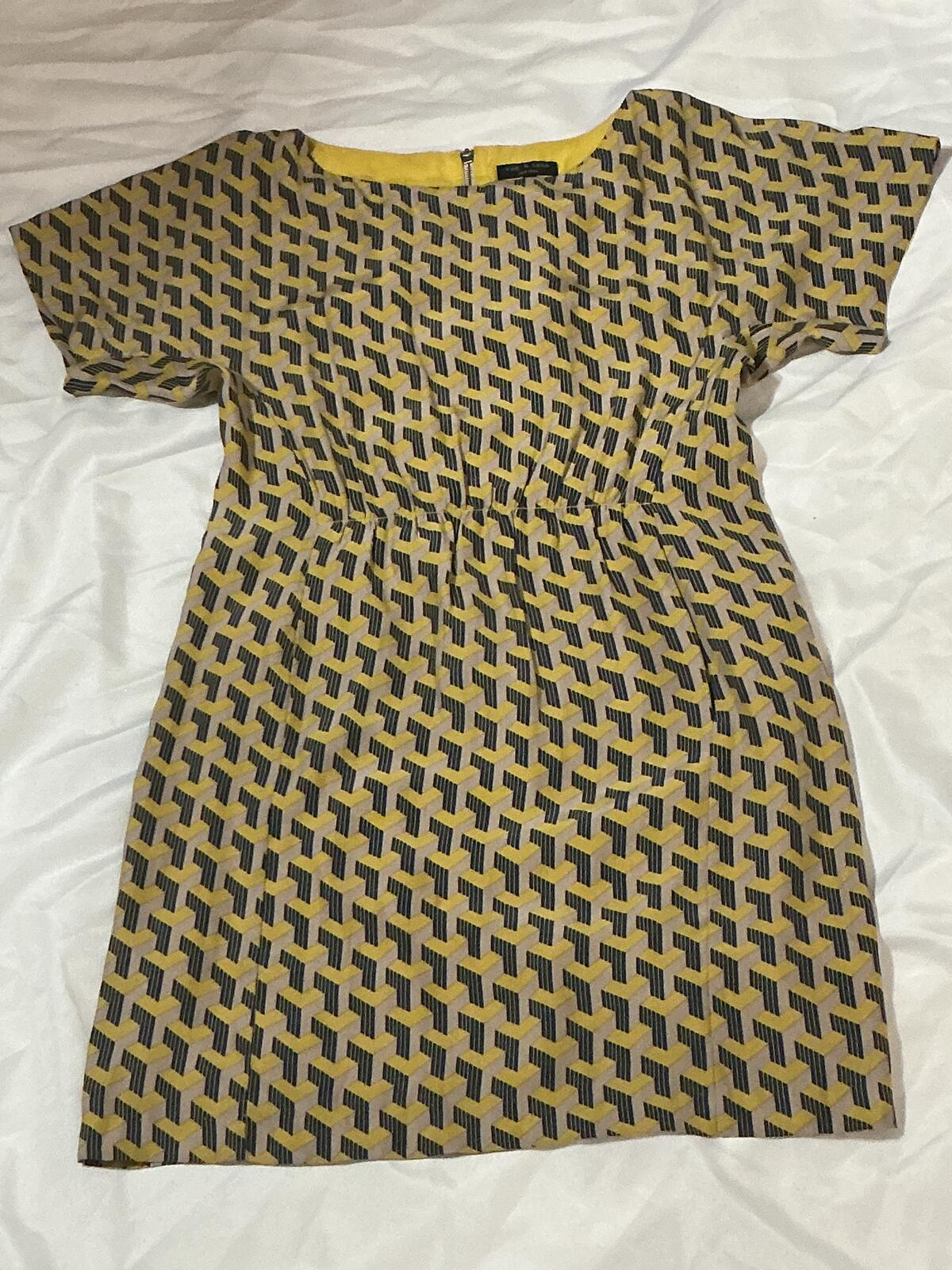 Rag and Bone Geometric Pattern Short Sleeve Dress with Back Zipper
