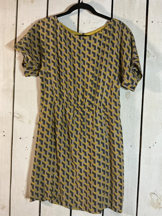 Rag and Bone Geometric Pattern Short Sleeve Dress with Back Zipper